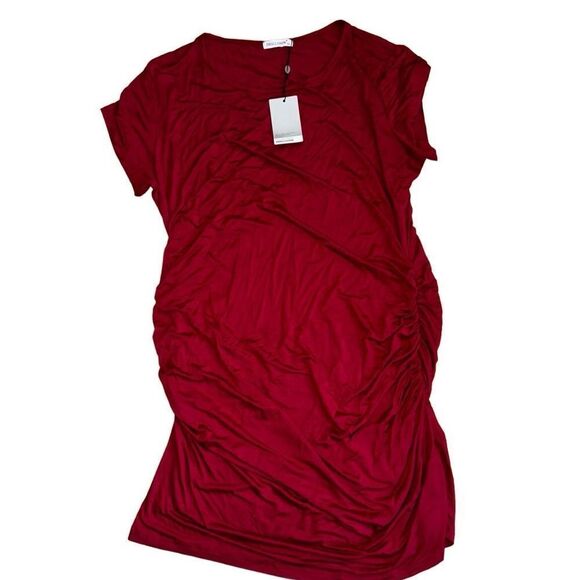 [NWT] Smallshow Summer Ruched Bodycon Maternity Dress - Red - Size XXL - Picture 4 of 8